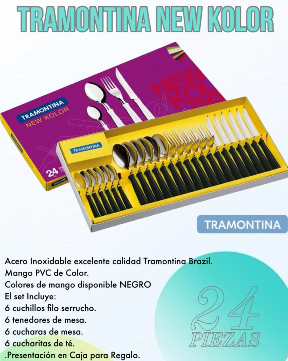 Cubiertos Tramontina New color 24 Piezas